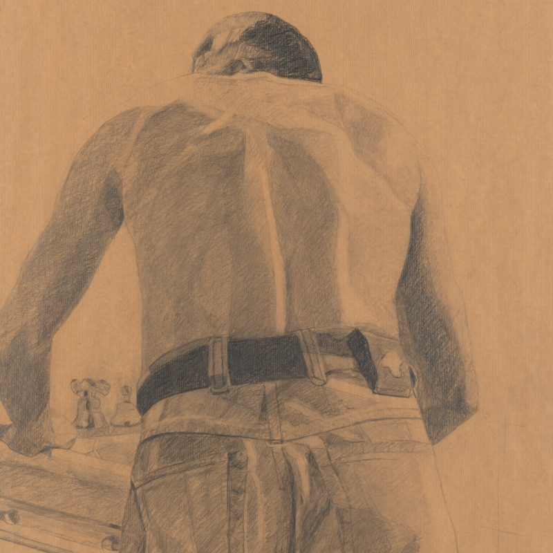 110_410 RVB Emilienne Farny, LES GARCONS N° 2, 1998, crayon sur papier, 85 x 70 cm