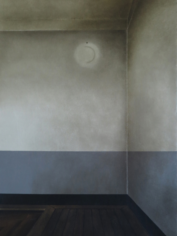 Arduino Cantàfora, IL N'Y A PLUS L'HEURE, 2023, Vinylique et huile sur bois, 70x50 cm