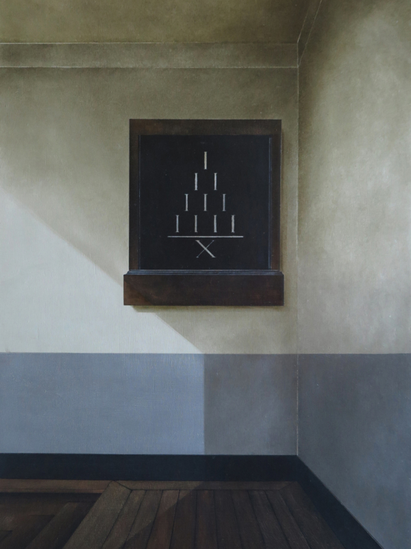 Arduino Cantàfora, AUX ORIGINES : LE TETRACTYS ET L'HARMONIE DU MONDE, 2023, Vinylique et huile sur bois, 70x50 cm