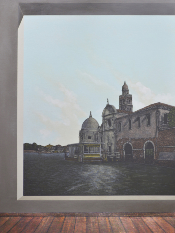 Arduino Cantàfora, TEATRI DI LAGUNA III, 2023, Vinylique et huile sur bois, 70x50 cm