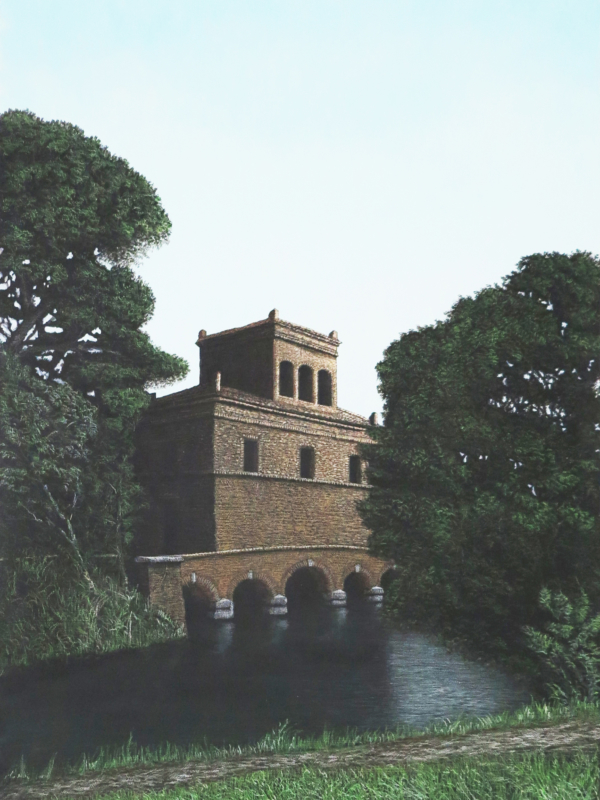 Arduino Cantàfora, CHÂTEAU D'EAU, 2023, vinylique et huile sur bois, 70 x 50 cm