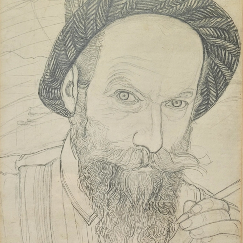 Erns Bieler, Autoprtrait, crayon sur papier, 31 x 27 cm