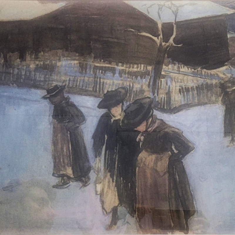 Ernst Bieler, Valaisanes en costume, guache sur papier, 51 x 41 cm