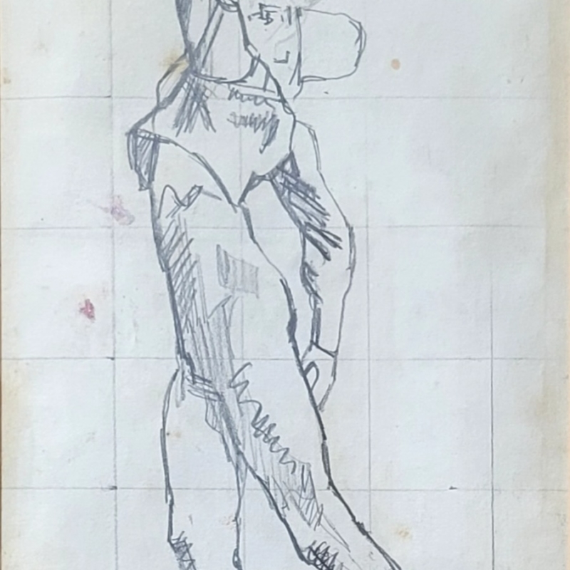 Hodler, Homme debout, crayon sur papier, 37 x 18 cm
