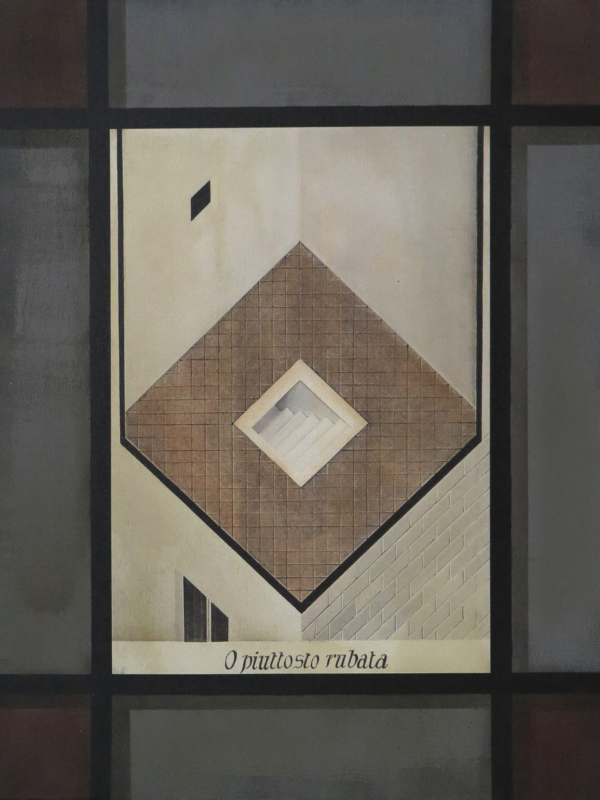 Arduino Cantàfora, O PIUTTOSTO RUBATA, 1981-2023, huile sur toile, 58,5 x 46,5 cm