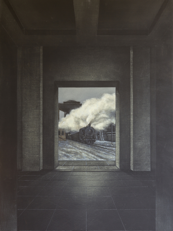 Arduino Cantàfora, IL TEMPO È VENUTO IV, 2020, vinylique et huile sur bois, 70 x 50 cm