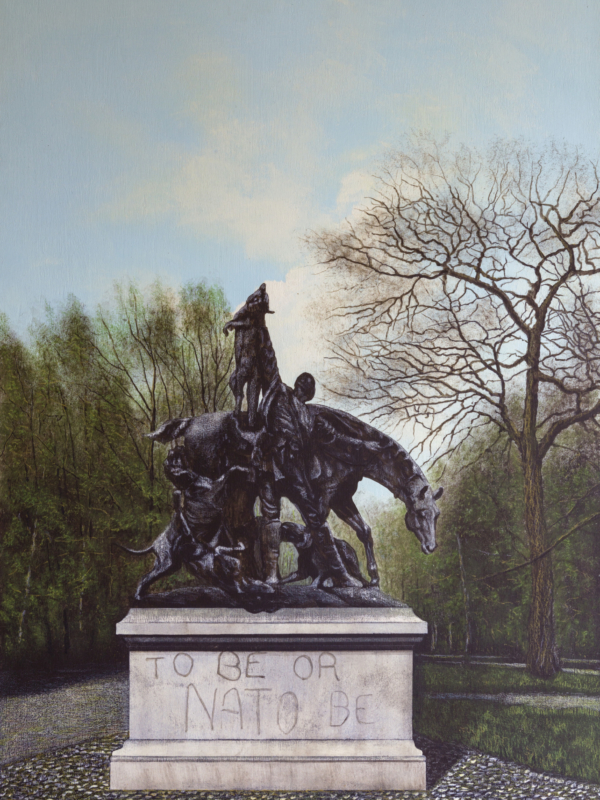 Arduino Cantàfora, RICORDI BERLINESI III, 2018, vinylique et huile sur bois, 70 x 50 cm