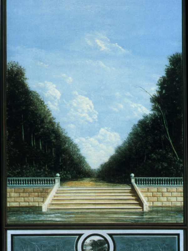 Arduino Cantàfora, VENEZIA GIARDINI, 1988, vinylique et huile sur bois, 120 x 80 cm