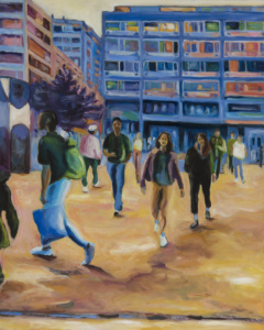 Daniel Frank, Urbanités n° 13, 2024, huile sur toile, 100 x 80 cm