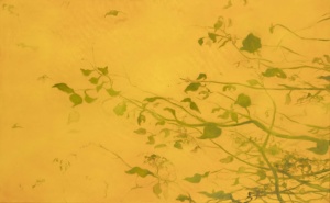 Daniel Frank, Feuilles n° 2, 2015, huile sur toile de lin et vernis, 90 x 145 cm