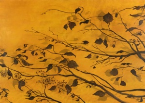 Daniel Frank, Feuilles n° 3, 2017, huile sur toile de lin et vernis, 100 x 140 cm