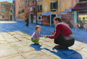 Daniel Frank, Figures n° 12, 2023, huile sur toile de lin et vernis, 130 x 190 cm