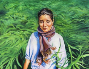 Daniel Frank, Figures n° 7, 2023, huile sur toile de lin et vernis, 100 x 130 cm