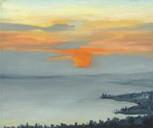 Daniel Frank, Lausanne n° 18, 2004, huile sur toile de lin et vernis, 38 x 45 cm