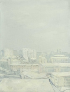 Daniel Frank, Lausanne n° 29, 2004, huile sur toile de lin et vernis, 42 x 33 cm