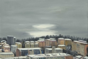 Daniel Frank, Lausanne n° 32, 2004, huile sur toile de lin et vernis, 34 x 50 cm