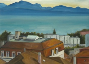 Daniel Frank, Lausanne n° 9, 2004, huile sur toile de lin et vernis, 36 x 50 cm