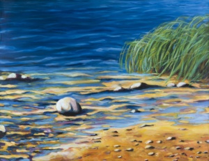 Daniel Frank, Paysage lacustre, 2023, huile sur toile de lin et vernis, 100 x 130 cm