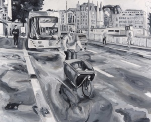 Daniel Frank, Urbanités n° 27, 2024, huile sur toile de lin et vernis, 80 x 100 cm