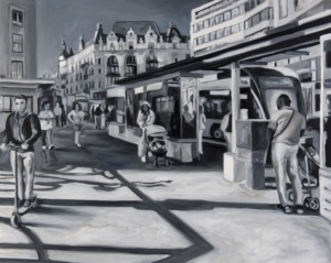 Daniel Frank, Urbanités n° 32, 2024, huile sur toile de lin et vernis, 80 x 100 cm