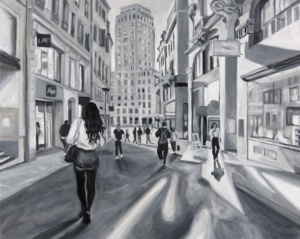 Daniel Frank, Urbanités n° 33, 2024, huile sur toile de lin et vernis, 80 x 100 cm