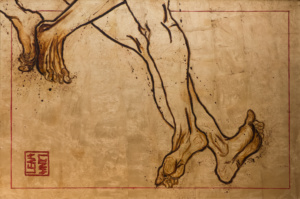 Leah Linh, «Insolence III», 2020, acrylique, fond or sur toile, 80 x 120 cm