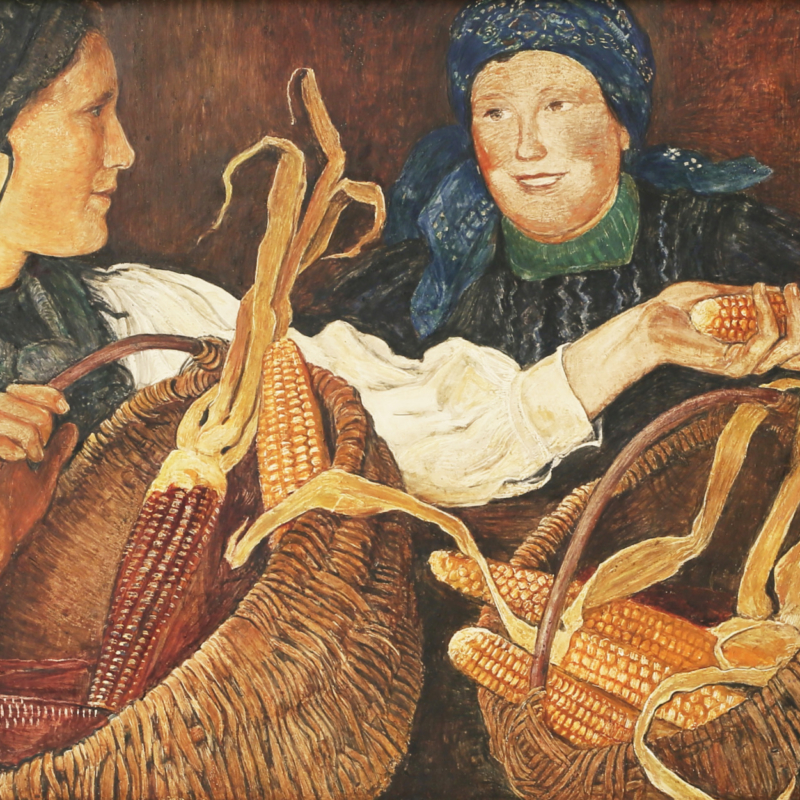 Ernest Biéler, «Épis de maïs», 1941, tempera sur panneau, 90 x 180 cm (cadre), 64 x 130 cm (toile).