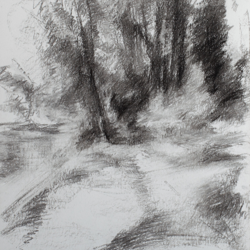 fusain-pierrenoire_30x30_2023 Corinne Kramer, "Sans titre", 2023, fusain et pierre noire, 30 x 30 cm