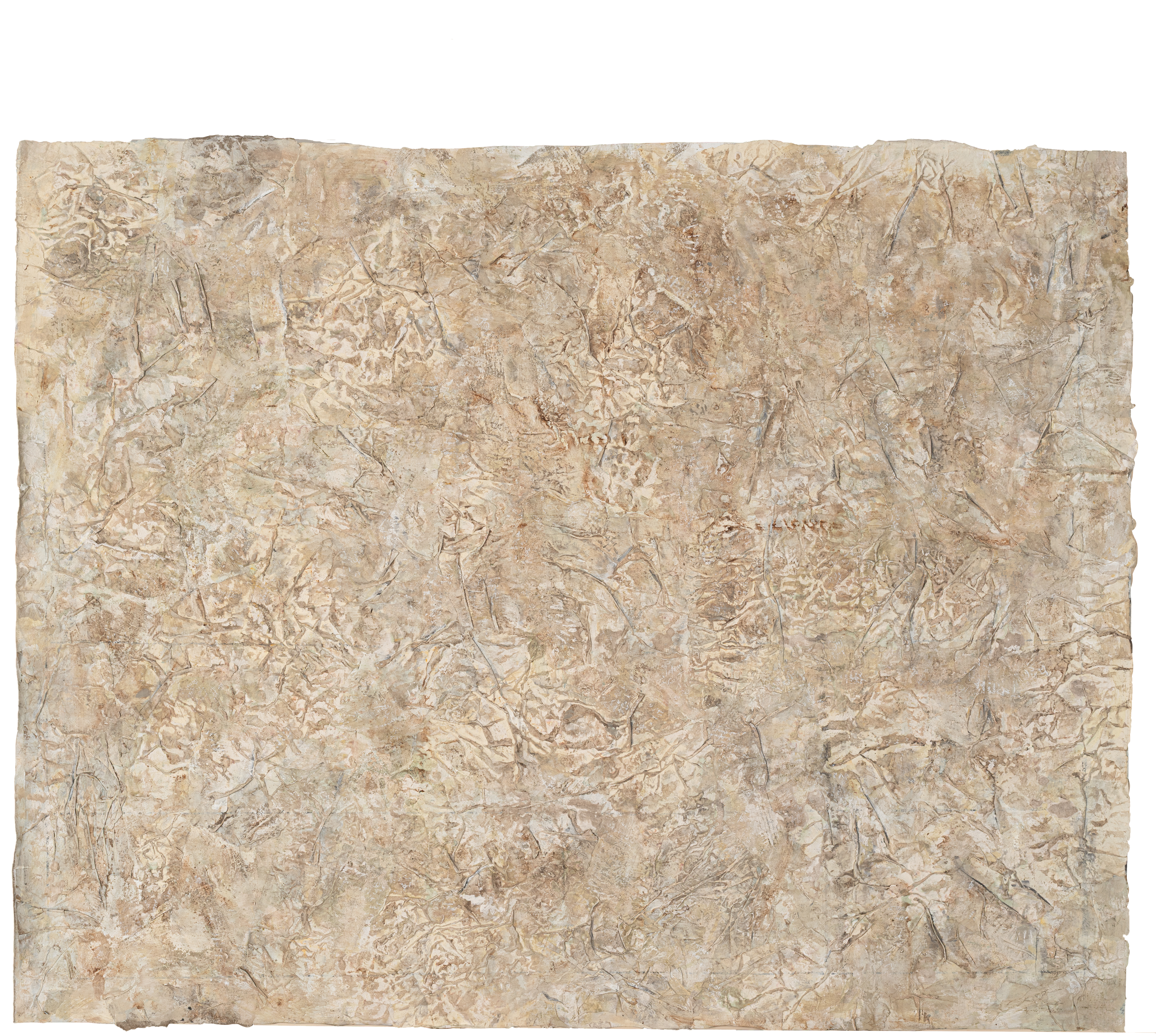 Fati KHOSROSHAHI, "sans titre", 2024, technique mixte sur toile, 102 x 128 cm (série Traces - Le Cœur ne Sait Plus)