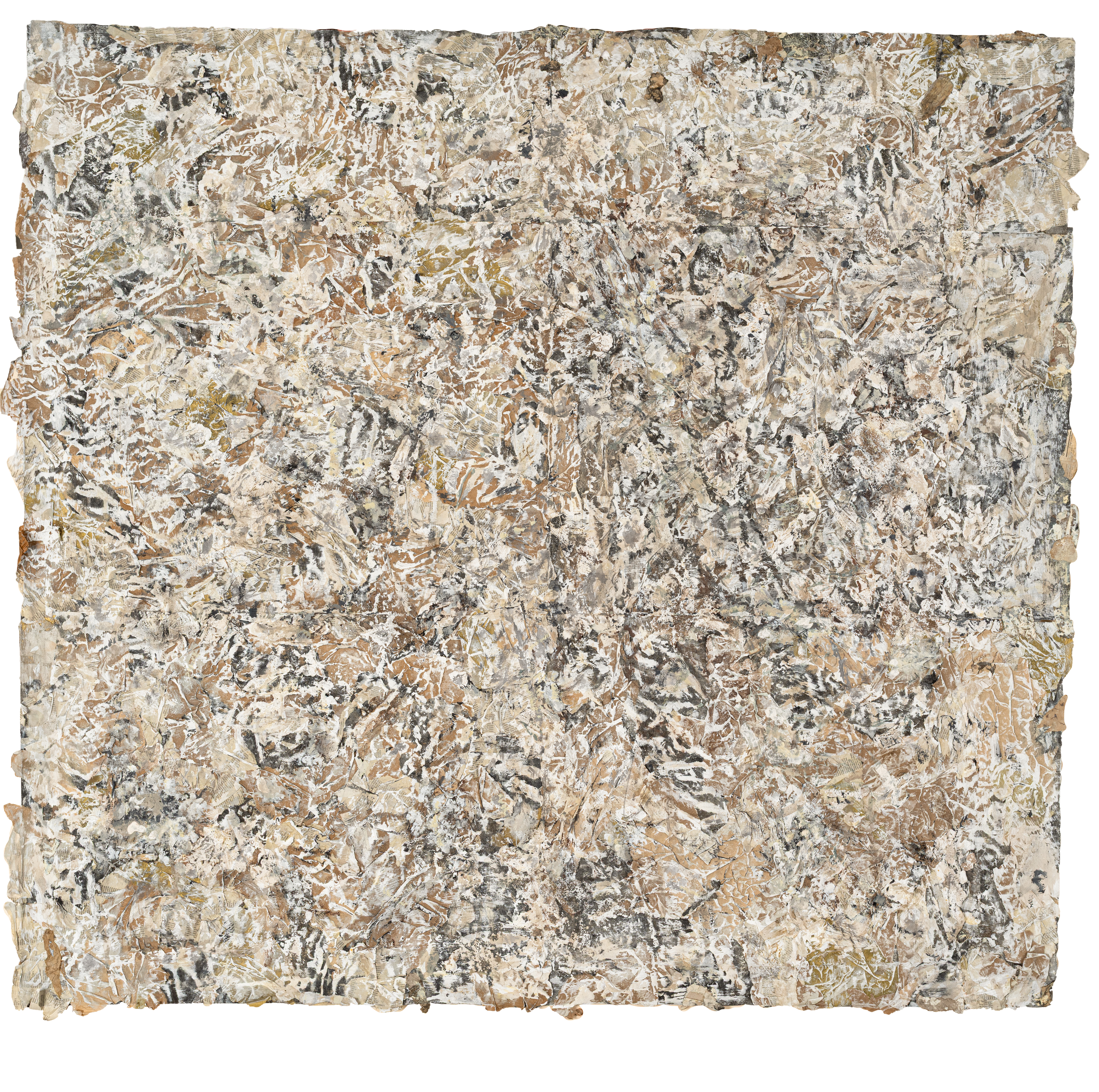 Fati KHOSROSHAHI, "Cambridge n° 3", 2024, technique mixte sur toile marouflée sur bois, 110 x 118 cm (série Traces - Le Cœur ne Sait Plus)