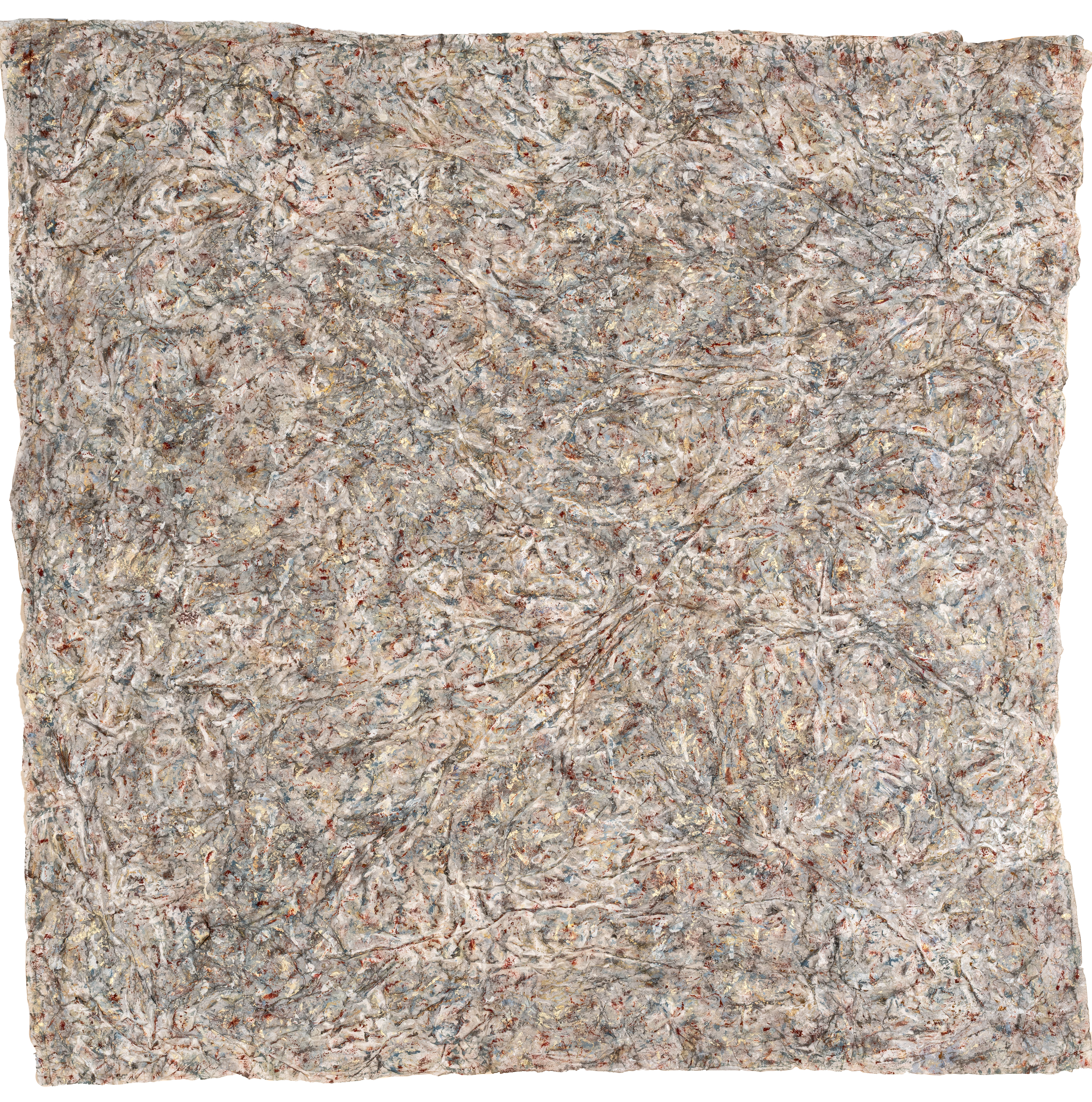 Fati KHOSROSHAHI, "sans titre", 2021, technique mixte sur papier de Chine, 92 x 92 cm (série Traces - Le Cœur ne Sait Plus)