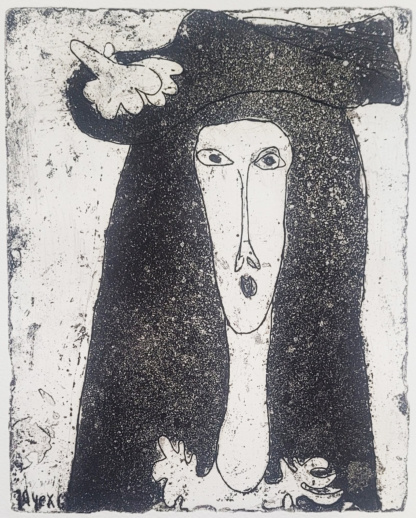 OYEX Jacqueline, "Jeune fille à la fleur blanche", aquatinte, 1963.