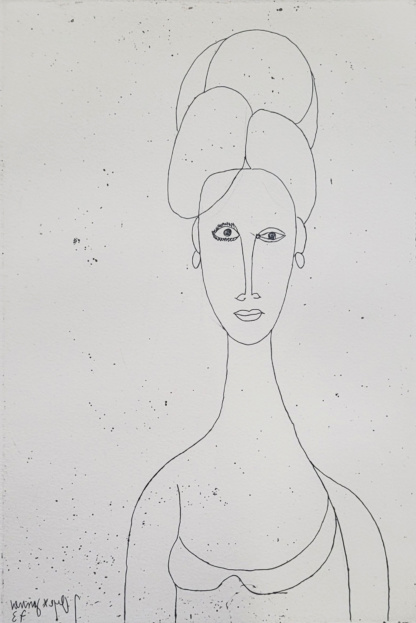OYEX Jacqueline, "Jeune femme aux traits", aquatinte, 1973.