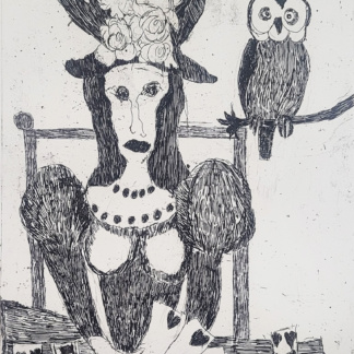 OYEX Jacqueline, "La tireuse de cartes", aquatinte, 1960.