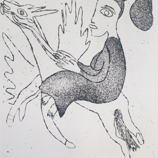 OYEX Jacqueline, "Femme à la licorne", aquatinte, 1976.
