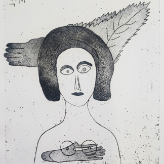 OYEX Jacqueline, "Grande femme à la feuille", aquatinte, 1975. Signé à la main.
