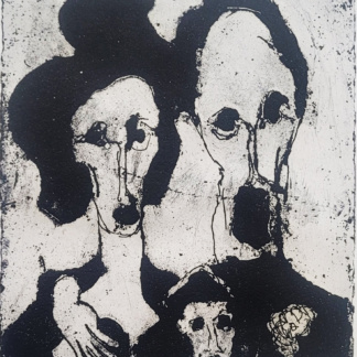 OYEX Jacqueline, "Petite famille", aquatinte, 1964.