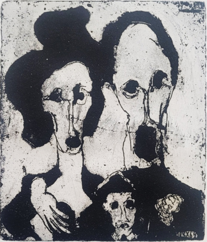 OYEX Jacqueline, "Petite famille", aquatinte, 1964.