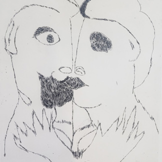 OYEX Jacqueline, "Couple face à face", aquatinte, 1970.