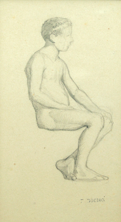 BOCION François, "sans titre", crayon sur papier, 1870.