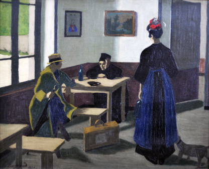 BORGEAUD Marius, "La visiteuse", huile sur toile, 1920.