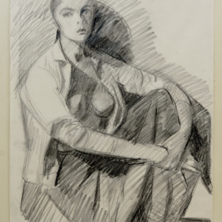 CHAVAZ Albert, "Femme accroupie", crayon sur papier, 1955.