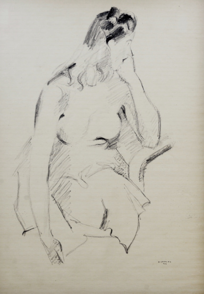 CHAVAZ Albert, "Femme assise", crayon sur papier, env. 1946.