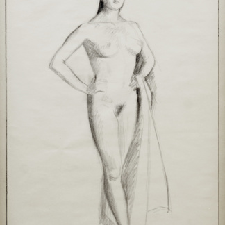 CHAVAZ Albert, "Nu debout", crayon sur papier, env. 1950.
