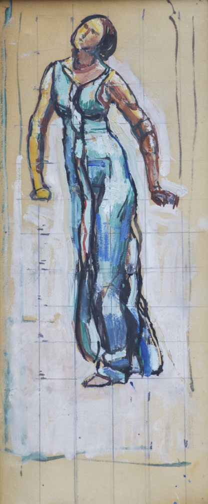 HODLER Ferdinand, "Étude de femme", dessin aux carreaux sur papier, sans date.