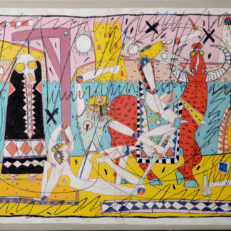 BURLAND François, "sans titre", craie grasse sur papier marouflé, sans date.