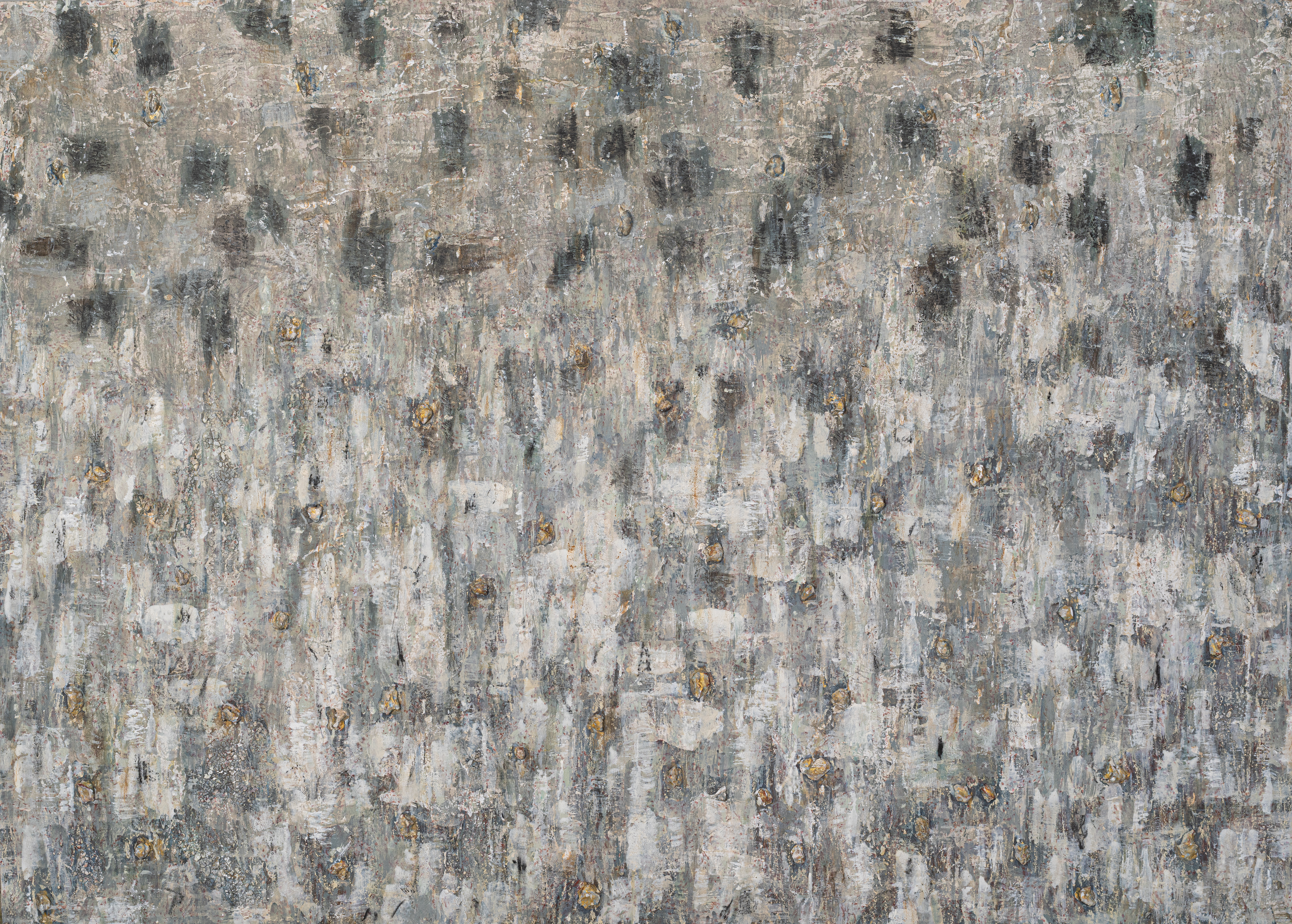 Fati KHOSROSHAHI, "Hiver", 2023, technique mixte sur bois, 112 x 157 cm (série Phénixes)
