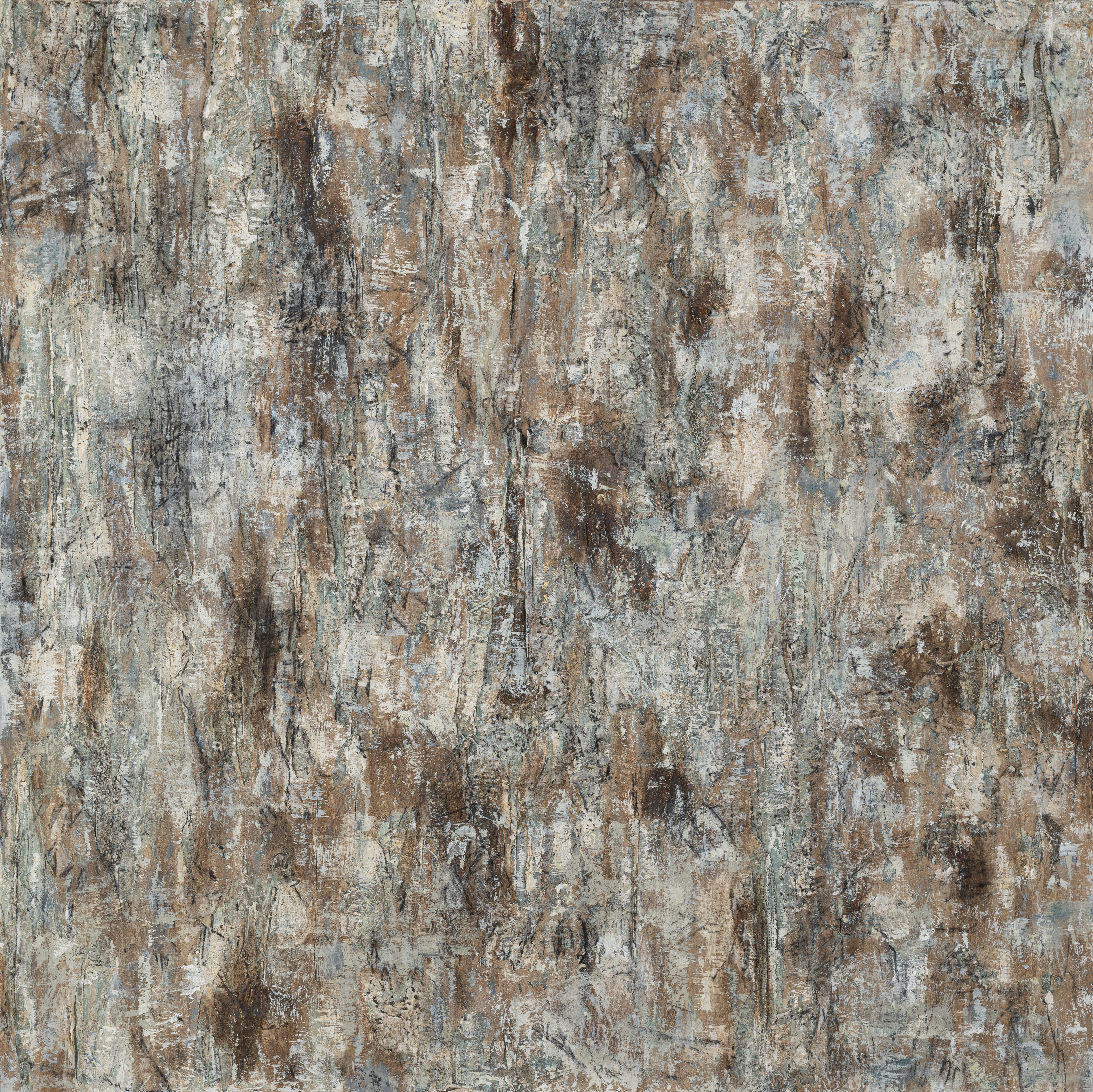 Fati KHOSROSHAHI, "sans titre", 2024, technique mixte sur toile, 100 x 100 cm (série Les chants des regrets)