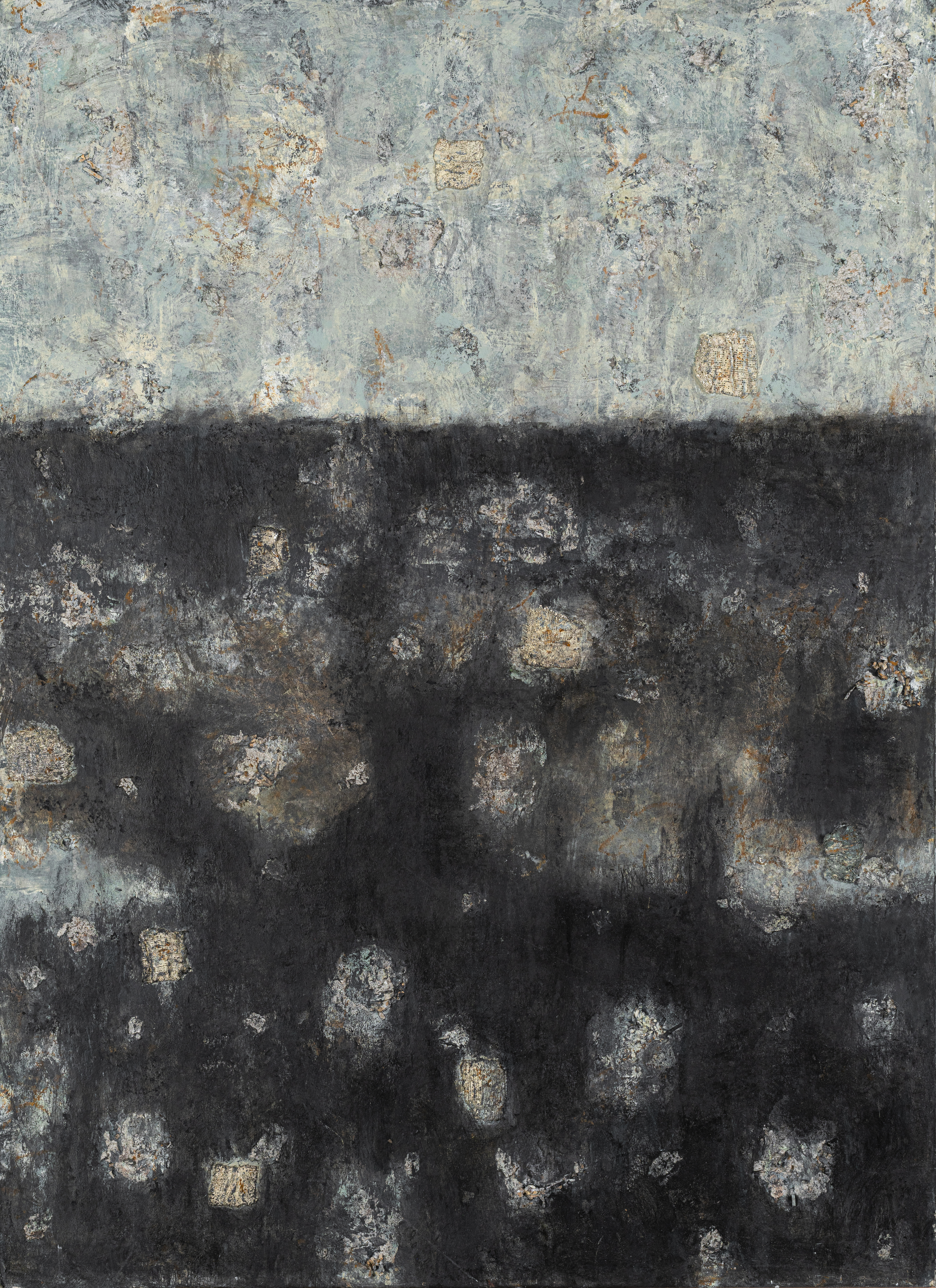 Fati KHOSROSHAHI, "sans titre", 2024, technique mixte sur carton, 80 x 110 cm (série Phénixes)