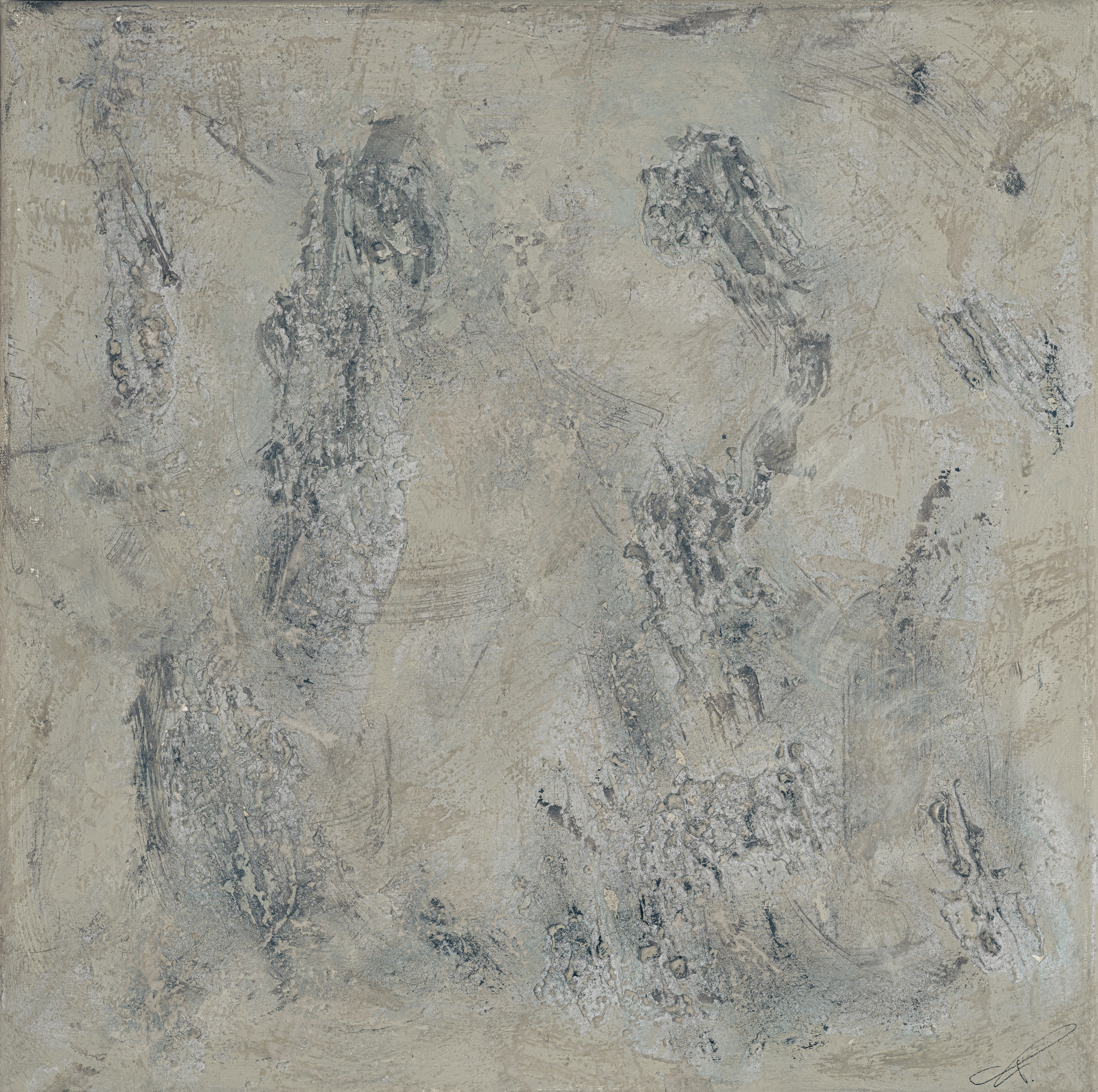 Fati KHOSROSHAHI, "Conversation", 2022, technique mixte sur toile, 40 x 40 cm (série Les chants des regrets)